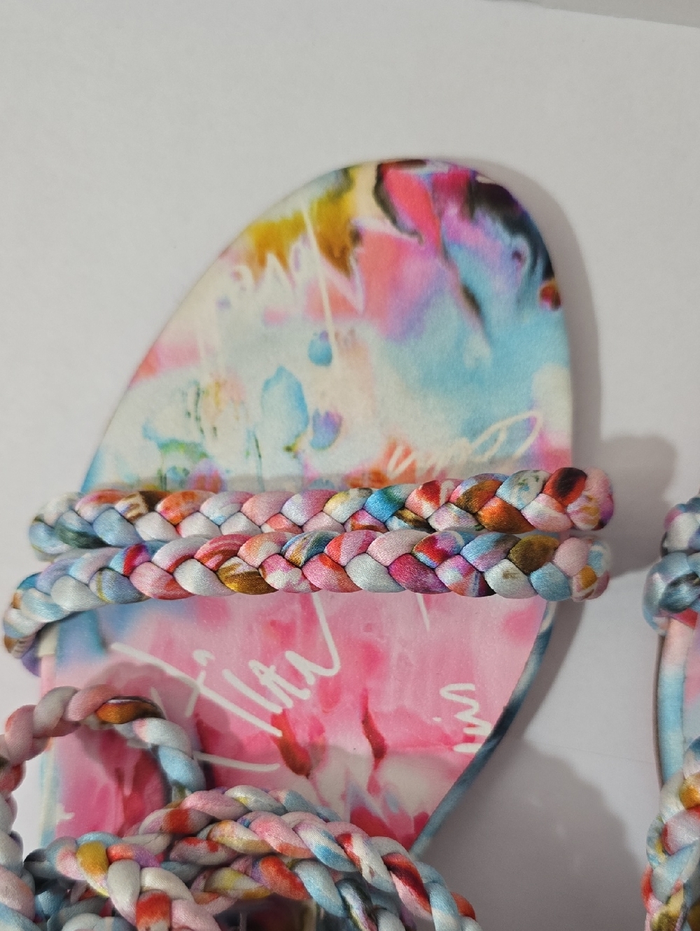 CHRISTIAN LOUBOUTIN MARYAM Multicolor Satin Braided Lace Up Sandals - Picture 7 of 16